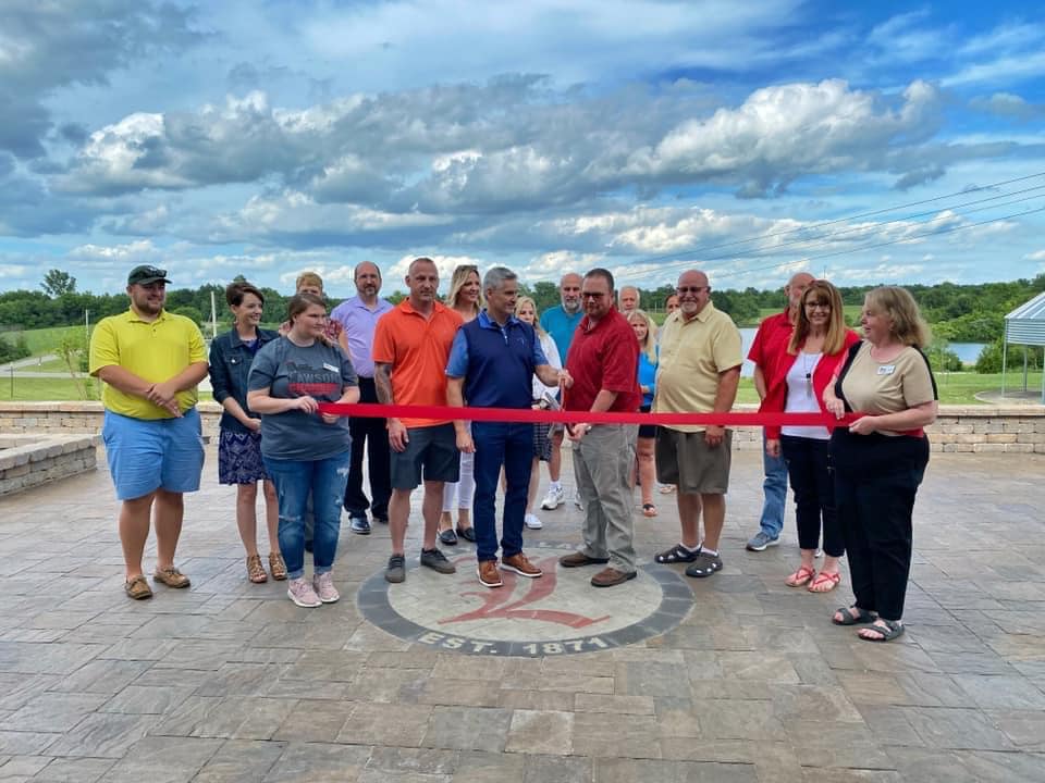 Ribbon cutting with the Lawson Chamber of Commerce for the Lakeview Event Center overlooking Lawson City Lake in Lawson, Missouri
